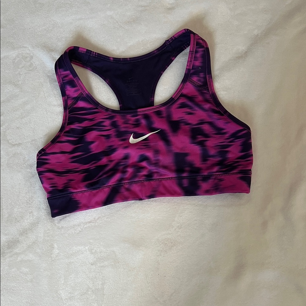 Nike Women's Tie-Dye Sports Bra in Purple and Black
